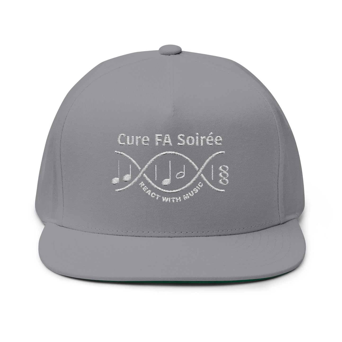Cure FA Soirée Flat Bill Cap - Stylish Music-Themed Hat, Perfect for Events, Gifts for Music Lovers, Fundraisers, and Casual Outings