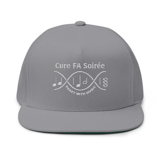 Cure FA Soirée Flat Bill Cap - Stylish Music-Themed Hat, Perfect for Events, Gifts for Music Lovers, Fundraisers, and Casual Outings